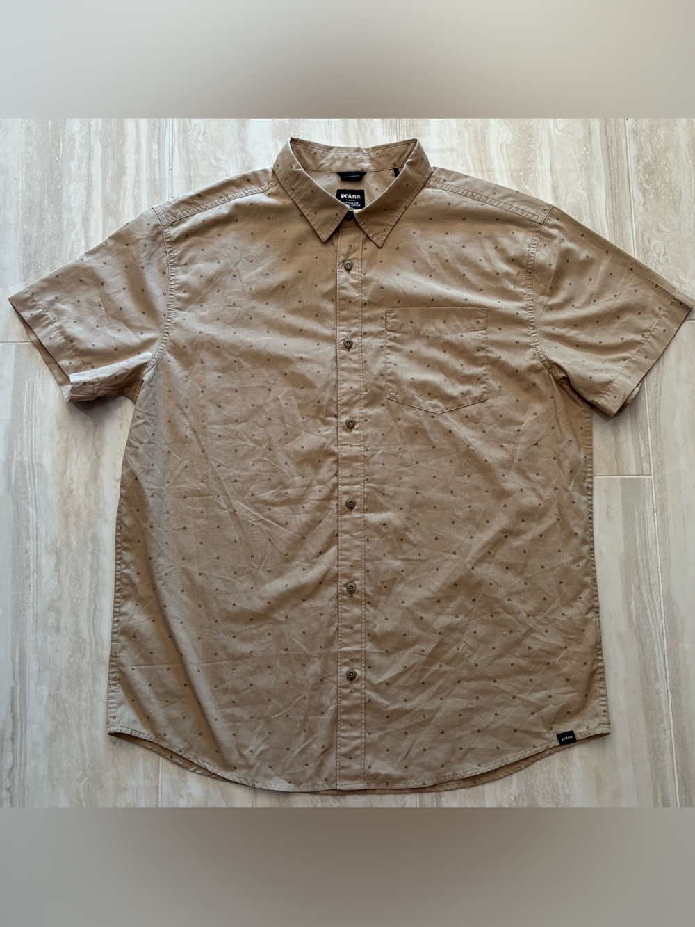 Prana Men’s Tinline Sandbar Agave Tan Organic Cotton Button-Down Shirt - Picture 1 of 5